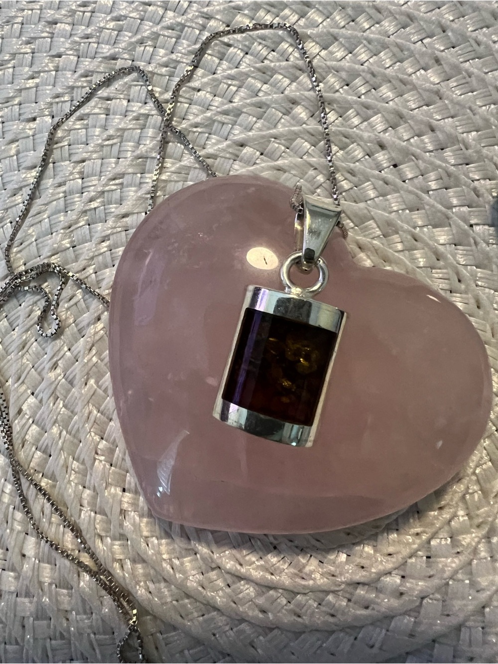 Sterling Silver Genuine Unique Baltic Sea Honey Amber Pendant Necklace